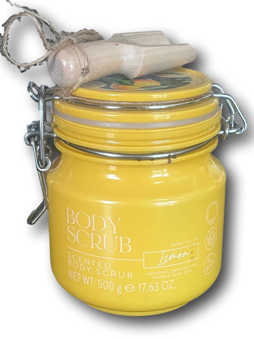 Lemon Scented Body Scrub with Wooden Scoop- 500 grams
